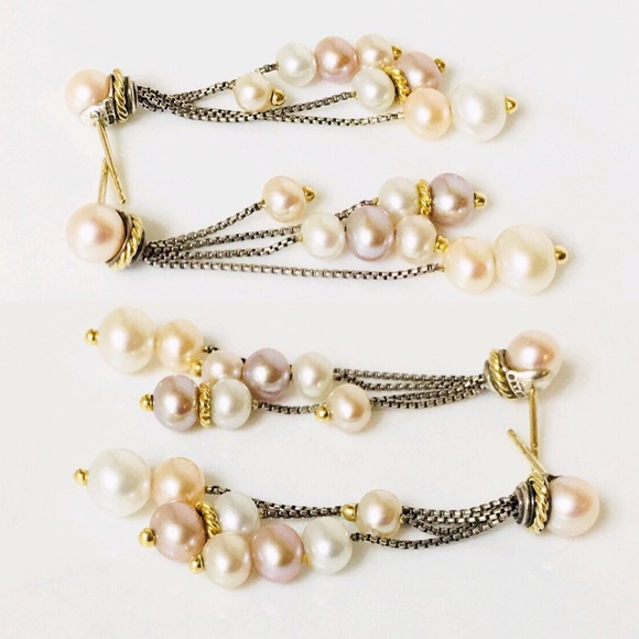 David Yurman Pearl Multi Chain Tassel Earrings - Picture 2 of 6